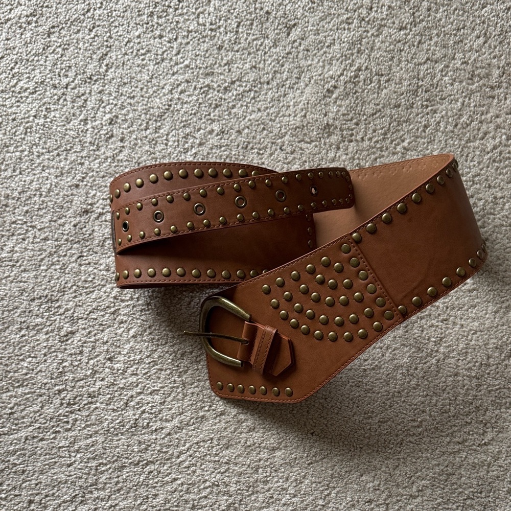 Studded Brown Leather Belt